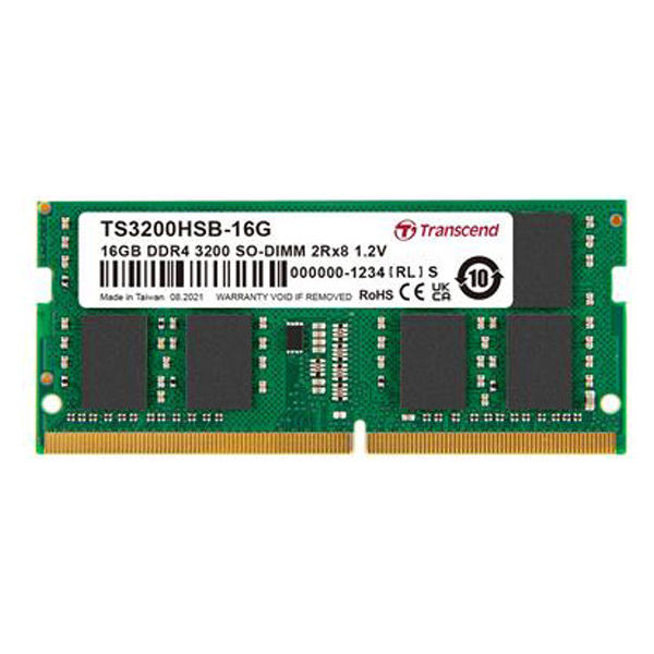 ノートパソコン向け増設メモリ DDR4-3200 16GB トランセンド PCメモリ SODIMM TS3200HSB-16G 1枚