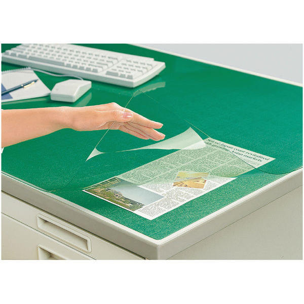 コクヨ（KOKUYO） デスクマット軟質Wエコノミー 塩ビ製 緑 透明 下敷き付 1000×700デスク用 マ-1207NG 1枚 - アスクル