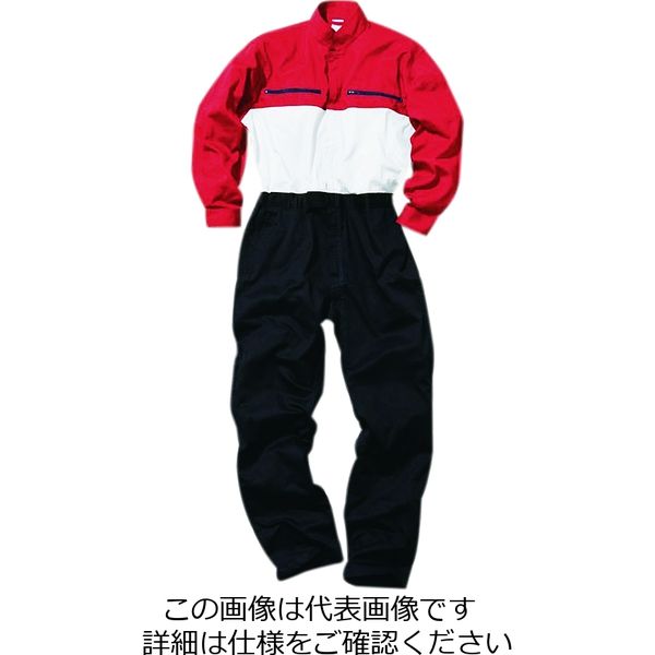 クレヒフク 綿100％トリコロールツナギ服 レッド×ホワイト×ブラック 6L 101-80-6L 日本人気超絶の 直送品 1枚 高級品市場