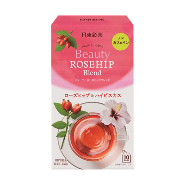 【ノンカフェイン】 日東紅茶 アロマハウス ビューティーローズヒップ 1箱（10バッグ入） - アスクル