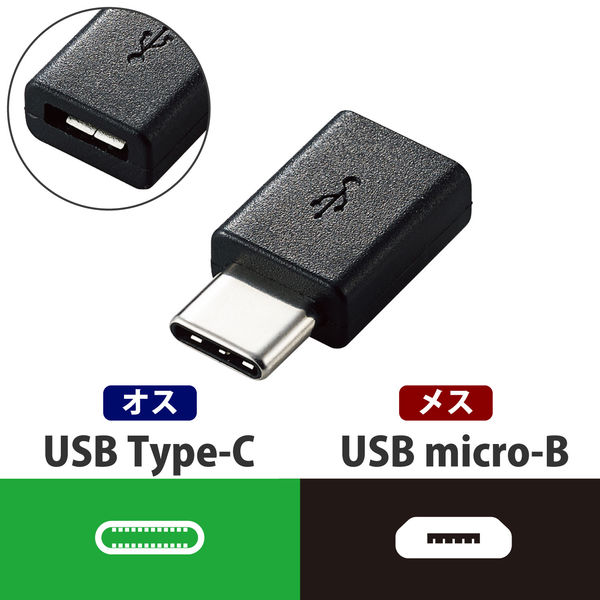 アスクル】 エレコム スマートフォン用USB変換アダプタ/USB（microBメス）-USB（Cオス）/ブラック MPA-MBFCMADNBK 1個  通販 - ASKUL（公式）