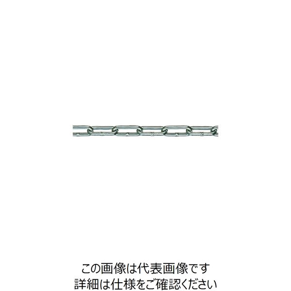 アルミカラーチェーン(シルバー)線径7×内長37×内巾11mm 1巻30m価格 水本機械 AL-7CS