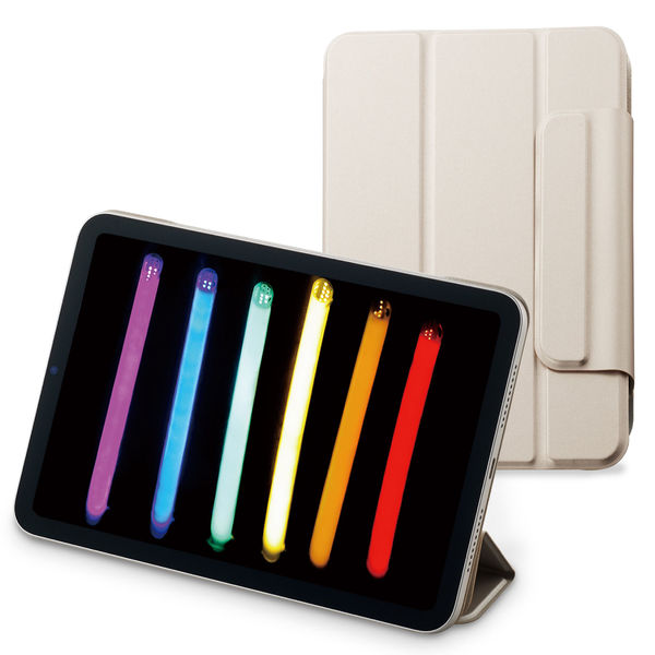 iPad mini6 ケース カバー 第6世代 2021年 レザー 手帳 ベージュ TBWA21SWVPF2BE エレコム 1個（直送品）