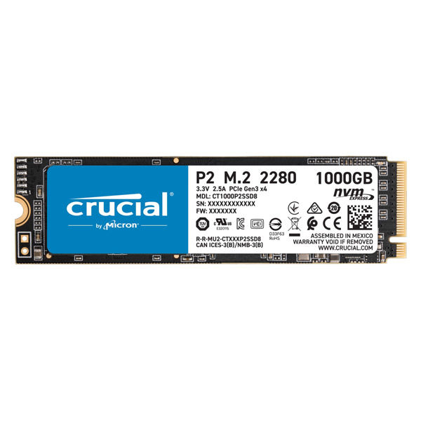 Crucial P2 M.2 2280 1TB SSD PCI Express 3.0 x4 nvme-CT1000P2SSD8 