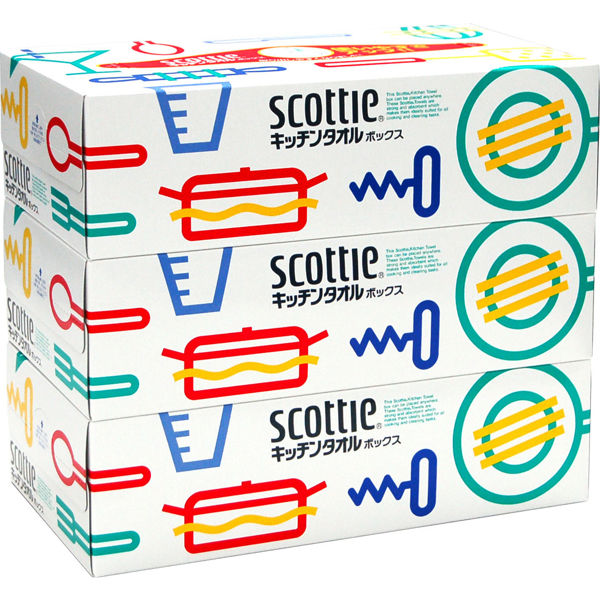 スコッティ キッチンタオルボックス 1パック（75組（150枚）×3箱入） 日本製紙クレシア