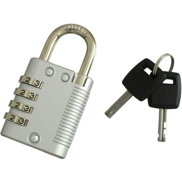 【建築金物】ハイロジック 番号を変えられる 小鍵でもダイヤルでも開けられる南京錠 鍵付4段文字合せ錠 G-227 1個（直送品）