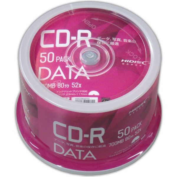 売れ筋 デ‐タ用CD-Rメディア52倍速 レーベル ワイドタイプ プリンタブル白100枚スピンドル 〔5個セット〕 HDCR80GP100-5P  〔代引不可〕