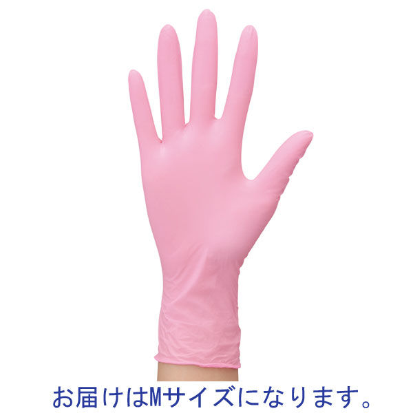 ファーストレイト 使いきりニトリル手袋 粉なし ピンク M 1箱（100枚入）（わけあり品）