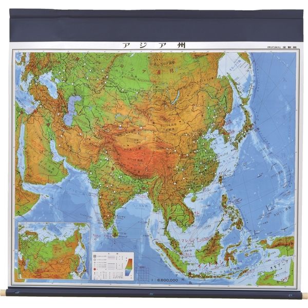 アスクル 社会科 地図教材 マジック式世界州別地図 アジア州 全教図 1本 直送品 通販 Askul 公式