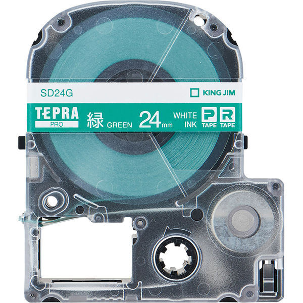テプラ TEPRA PROテープ スタンダード 幅24mm ビビッド 緑ラベル(白