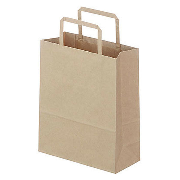 平紐クラフト紙手提袋薄型エコノミー 200×240×90 茶 1箱（300枚：50枚×6袋） オリジナル