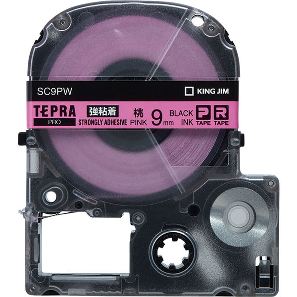 テプラ TEPRA PROテープ 強粘着 幅9mm ピンクラベル(黒文字) SC9PW 1個 キングジム