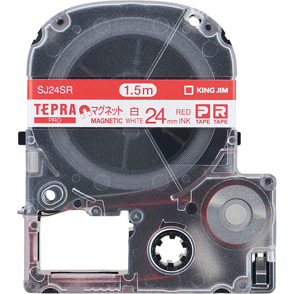 テプラ TEPRA PROテープ マグネットテープ 幅24mm 白ラベル(赤文字