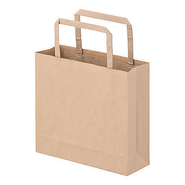 平紐クラフト紙手提袋薄型エコノミー 180×165×60 茶 1箱（300枚：50枚×6袋） オリジナル