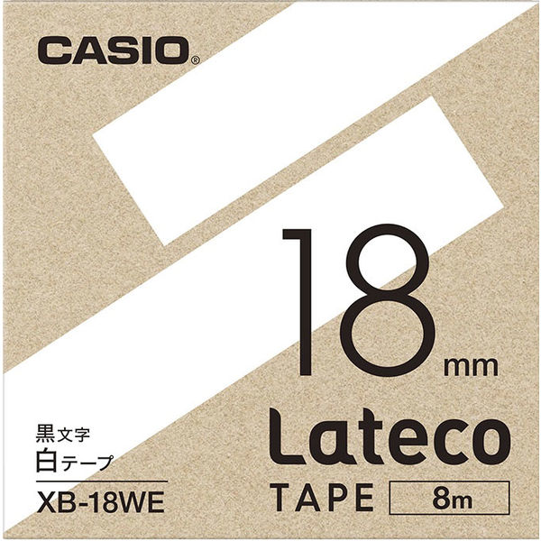 カシオ CASIO ラテコ 詰替え用テープ 幅18mm 白ラベル 黒文字 8m巻 XB