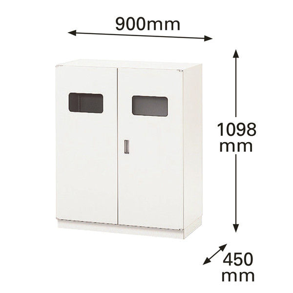 【組立設置込】イトーキ シンラインキャビネット ダストボックス ゴミ箱 両開き 下置用 ホワイト 幅900×奥行450×高さ1098mm 1台(直送  （直送品）