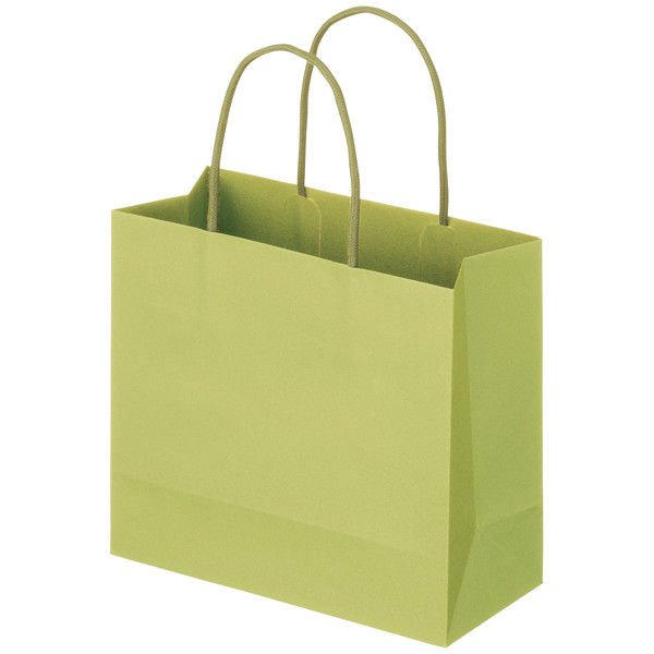 レザートーン手提袋　丸紐　グラスグリーン　M　1箱（300枚：10枚入×30袋）　スーパーバッグ オリジナル