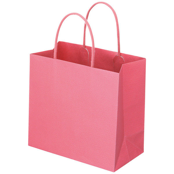レザートーン手提袋　丸紐　ローズ　M　1セット（50枚：10枚入×5袋）　スーパーバッグ オリジナル