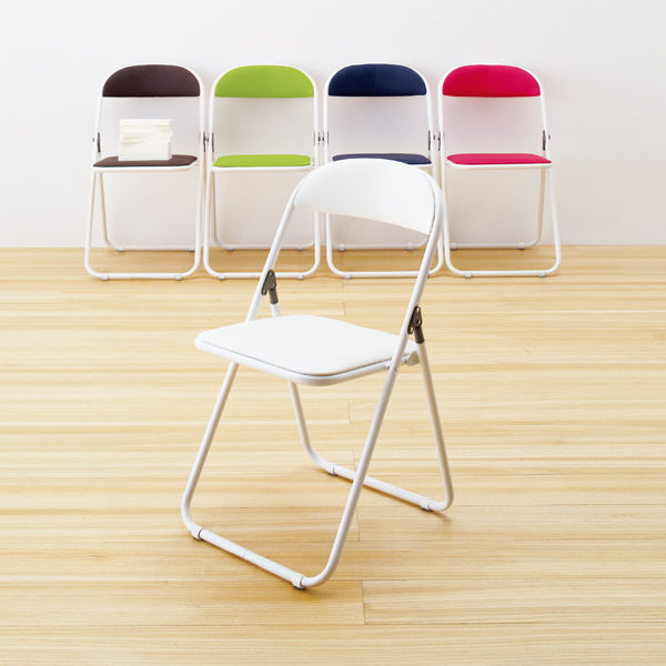TOKIO 折りたたみイス ホワイトフレーム ビニールレザー 折りたたみ式 グリーン 1脚 オリジナル 幅425mm パイプ椅子 折り畳みチェア