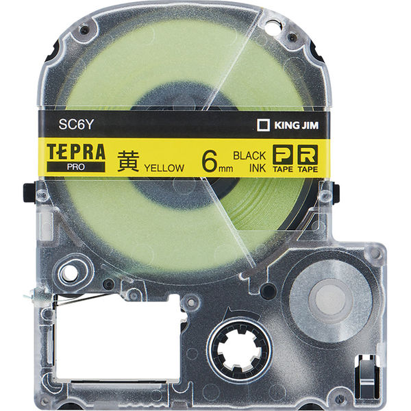 テプラ TEPRA PROテープ スタンダード 幅6mm パステル 黄ラベル(黒文字