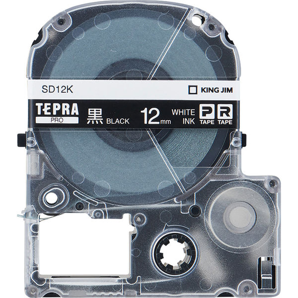 テプラ TEPRA PROテープ スタンダード 幅12mm ビビッド 黒ラベル(白文字) SD12K 1個 キングジム
