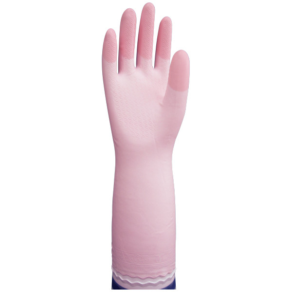 ファミリー ビニール手袋 中厚手 指先強化 炊事・掃除用 ピンク S 1双 エステー