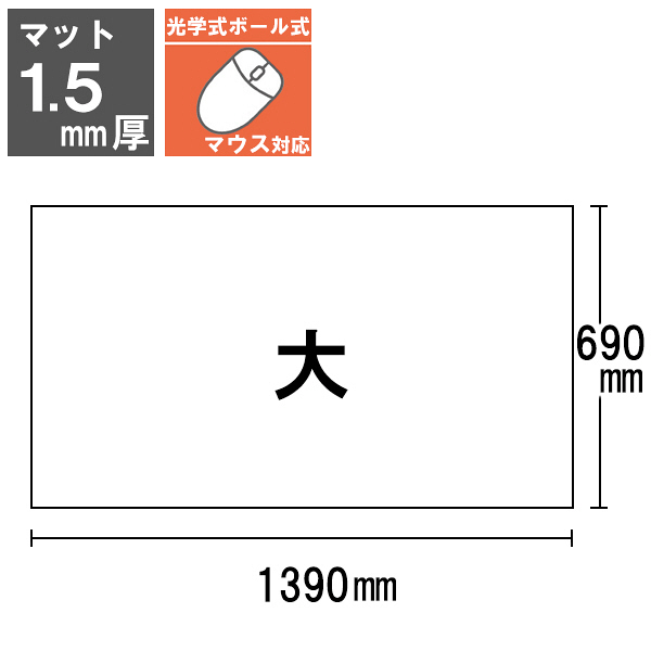 再生デスクマット 大（1390×690mm） マット厚1.5mm 下敷き付 021-04