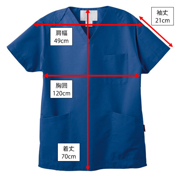 【アスクル限定】 フォーク カラースクラブ 4ポケット（男女兼用） BAS-001 ネイビー L 医療白衣 オリジナル