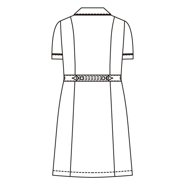 KAZEN ワンピース半袖 （ナースワンピース） 医療白衣 ホワイト×ネイビー 3L 020-28（直送品）