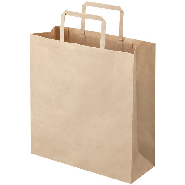 平紐クラフト紙手提袋薄型エコノミー260×280×100 茶 1袋（50枚入） オリジナル