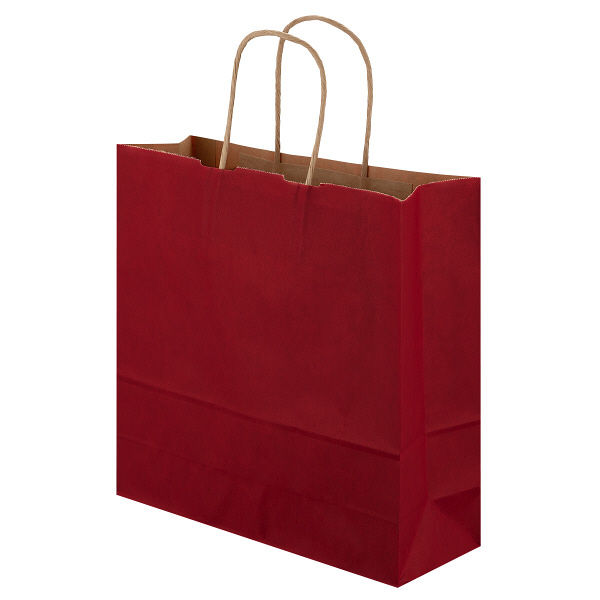 手提げ紙袋　丸紐　ベーシックカラー　赤　M　1袋（50枚入）　スーパーバッグ オリジナル