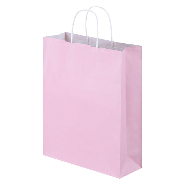 アスクル 手提げ紙袋 丸紐 パステルカラー ピンク L 1箱 300枚 50枚入 6袋 スーパーバッグ オリジナル 通販 Askul 公式