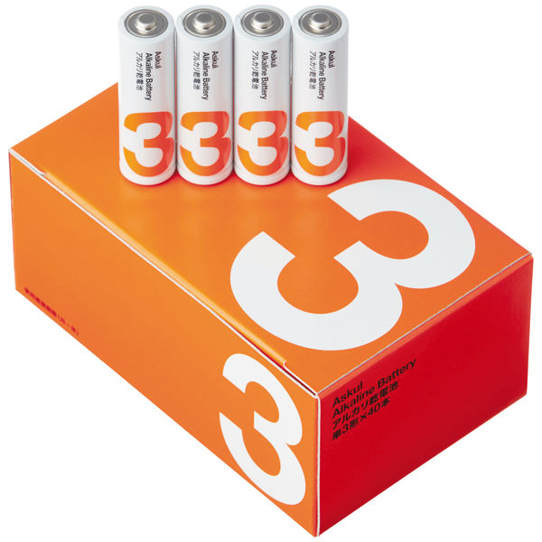 アスクル アスクル アルカリ乾電池 単3形 1箱（40本：４本×１０パック） オリジナル 通販 - ASKUL（公式）