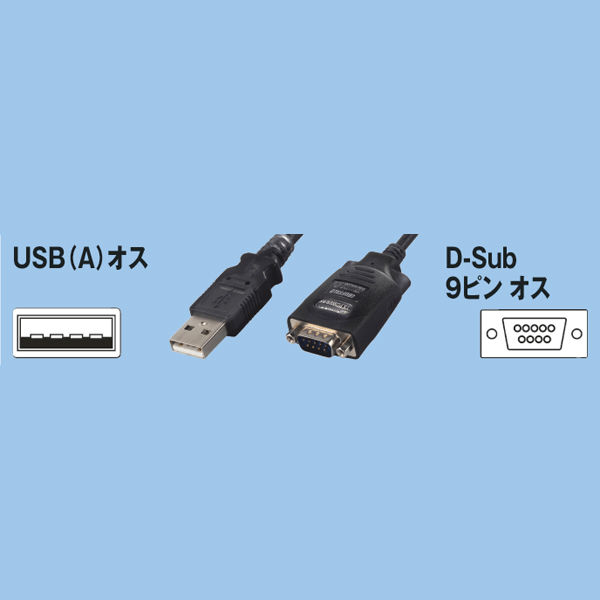 バッファロー　変換ケーブル　USB（A）[オス]-シリアル（D-sub9ピン）[オス]　1m　ブラック　BSUSRC0610BS