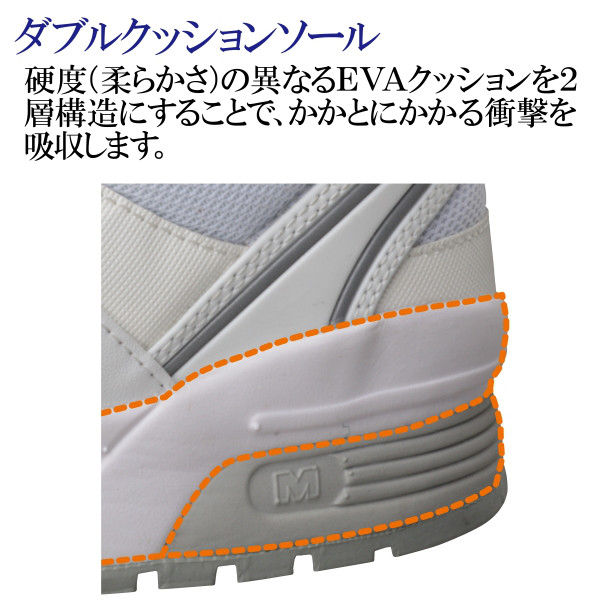 ミドリ安全 JSAA認定 作業靴 プロスニーカー MPN305 静電 25.5cm ホワイト 1足 2125035710（直送品）