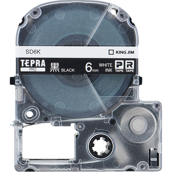 テプラ TEPRA PROテープ スタンダード 幅6mm ビビッド 黒ラベル(白文字) SD6K 1個 キングジム