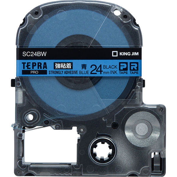 テプラ TEPRA PROテープ 強粘着 幅24mm 青ラベル(黒文字) SC24BW 1個
