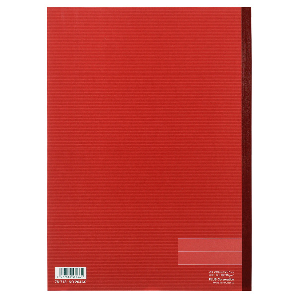 プラス ノートブック A4 A罫 40枚 赤 1箱（60冊：10冊入×6袋） NO-204AS 76713