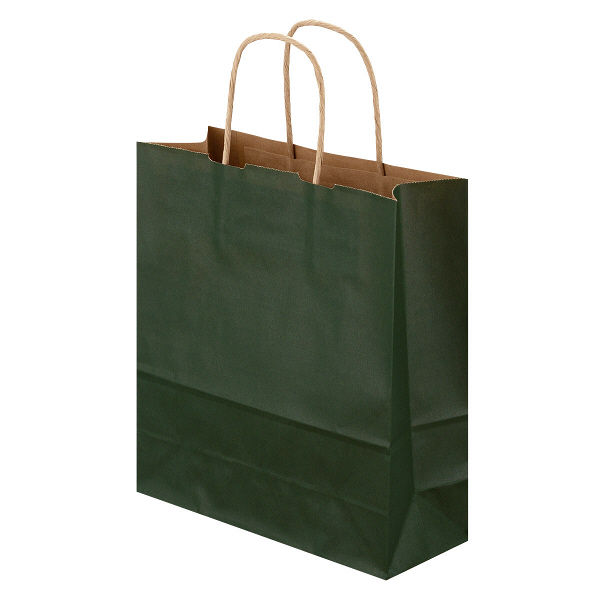 手提げ紙袋　丸紐　ベーシックカラー　深緑　S　1袋（50枚入）　スーパーバッグ オリジナル