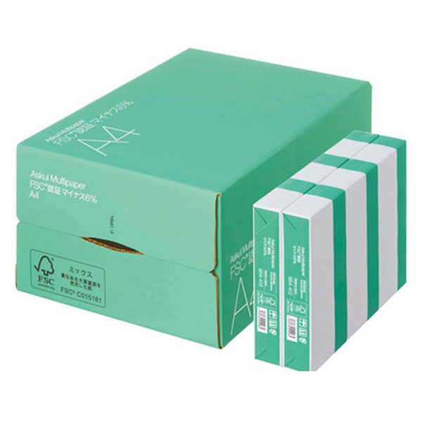 コピー用紙　マルチペーパー　マイナス6%　A3 1箱（2500枚：500枚入×5冊） 国内生産品　FSC認証　アスクル オリジナル