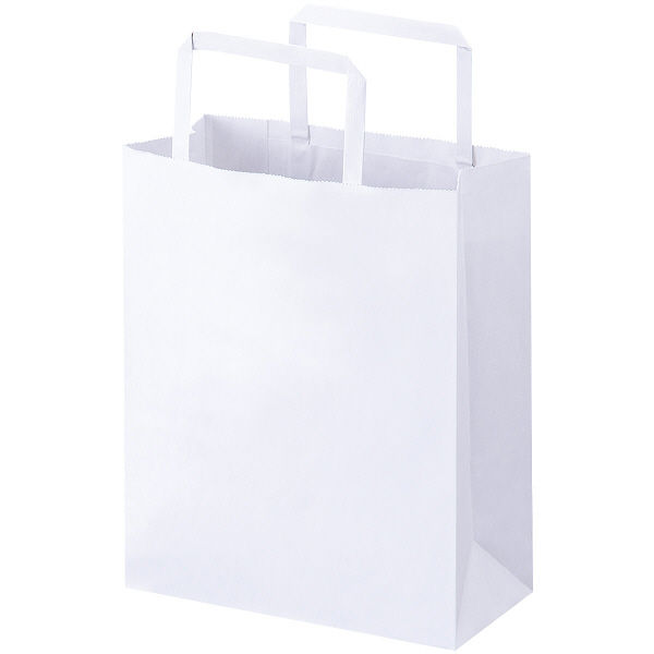 平紐クラフト紙手提袋薄型エコノミー 200×240×90 白 1セット（100枚：50枚入×2袋） オリジナル