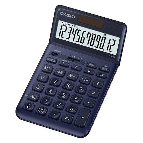 アスクル】カシオ計算機 スタイリッシュ電卓ジャストサイズ（ネイビー 