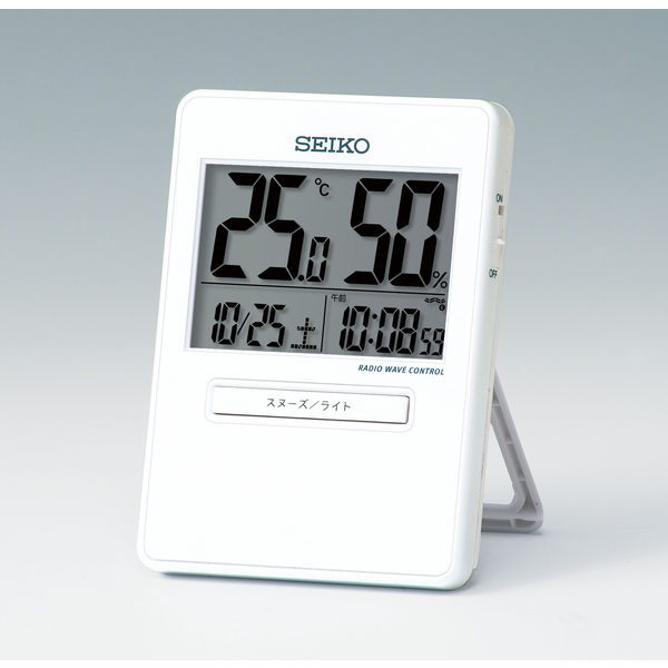 良品 SEIKO セイコー  電波時計 SQ429W 温度計 湿度計 付 時計