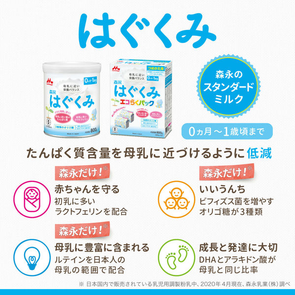 【0ヵ月から】森永 乳児用ミルク はぐくみ（大缶） 800g 1缶 森永乳業　粉ミルク