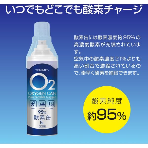 アスクル】酸素缶5L 日本製 酸素純度約95％ 携帯酸素 酸素スプレー 酸素補給（直送品） 通販 ASKUL（公式）