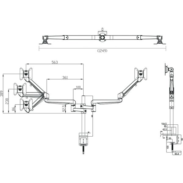 【車上渡し】ウィンテクノ 液晶モニターアーム 水平垂直多関節アーム シルバー WGEDN-332 1台（直送品）