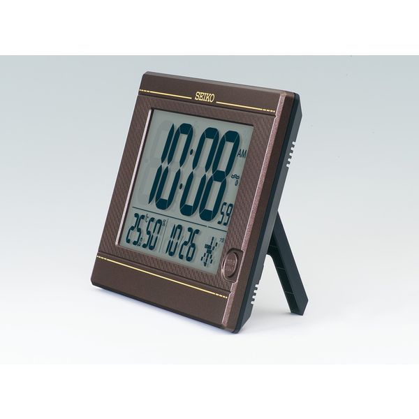 セイコー 液晶表示切替電波時計 デジタル 幅210×奥行71×高さ150mm 濃茶