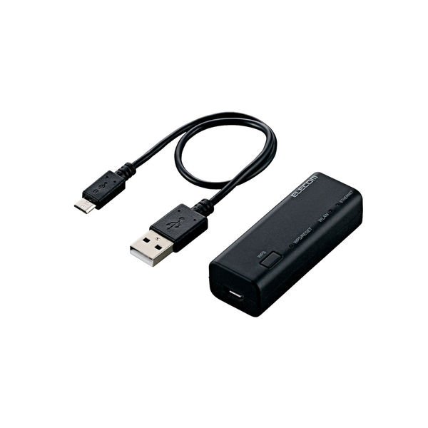 WiFi ルーター 無線LAN ポータブル 300Mbps 小型 給電用USBケーブル付 WRH-300BK3-S エレコム 1個（直送品）
