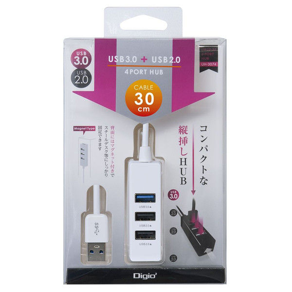 アスクル】ナカバヤシ USBハブ（USB HUB） USB3.0+2.0 4ポートハブ ホワイト 0.3m UH-3064W 1個（直送品） 通販  ASKUL（公式）
