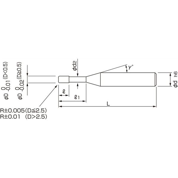 【アスクル】日進工具 無限コーティング 2枚刃ロングネックラジアスエンドミル MHR230R D0.8XR0.05X8（D4） 1個（直送品